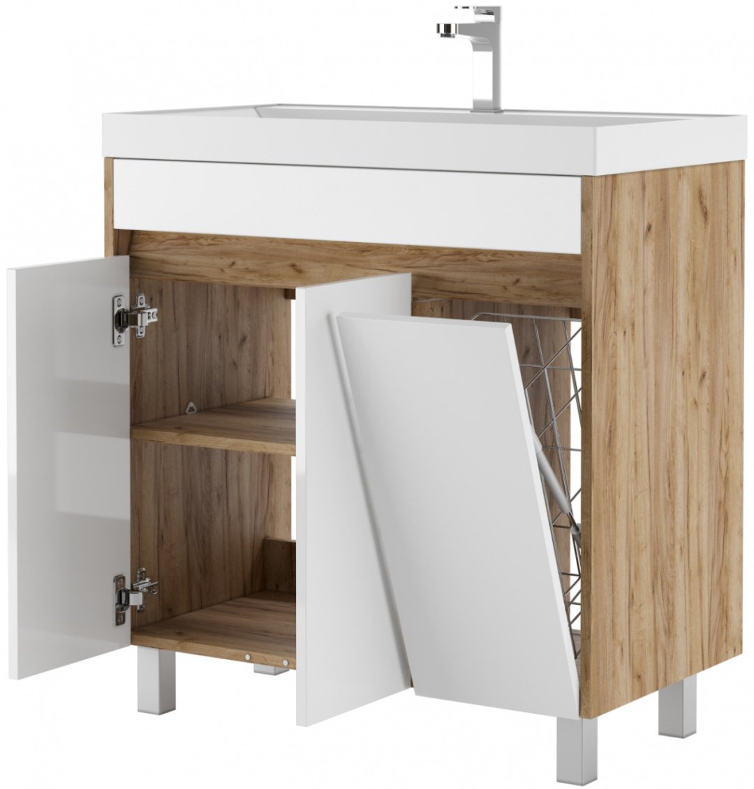 Тумба с раковиной KABINKA.KZ Байтерек, 79x79.9x44.5 см, белый, коричневый