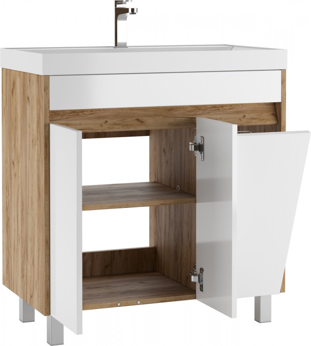 Тумба с раковиной KABINKA.KZ Байтерек, 79x79.9x44.5 см, белый, коричневый