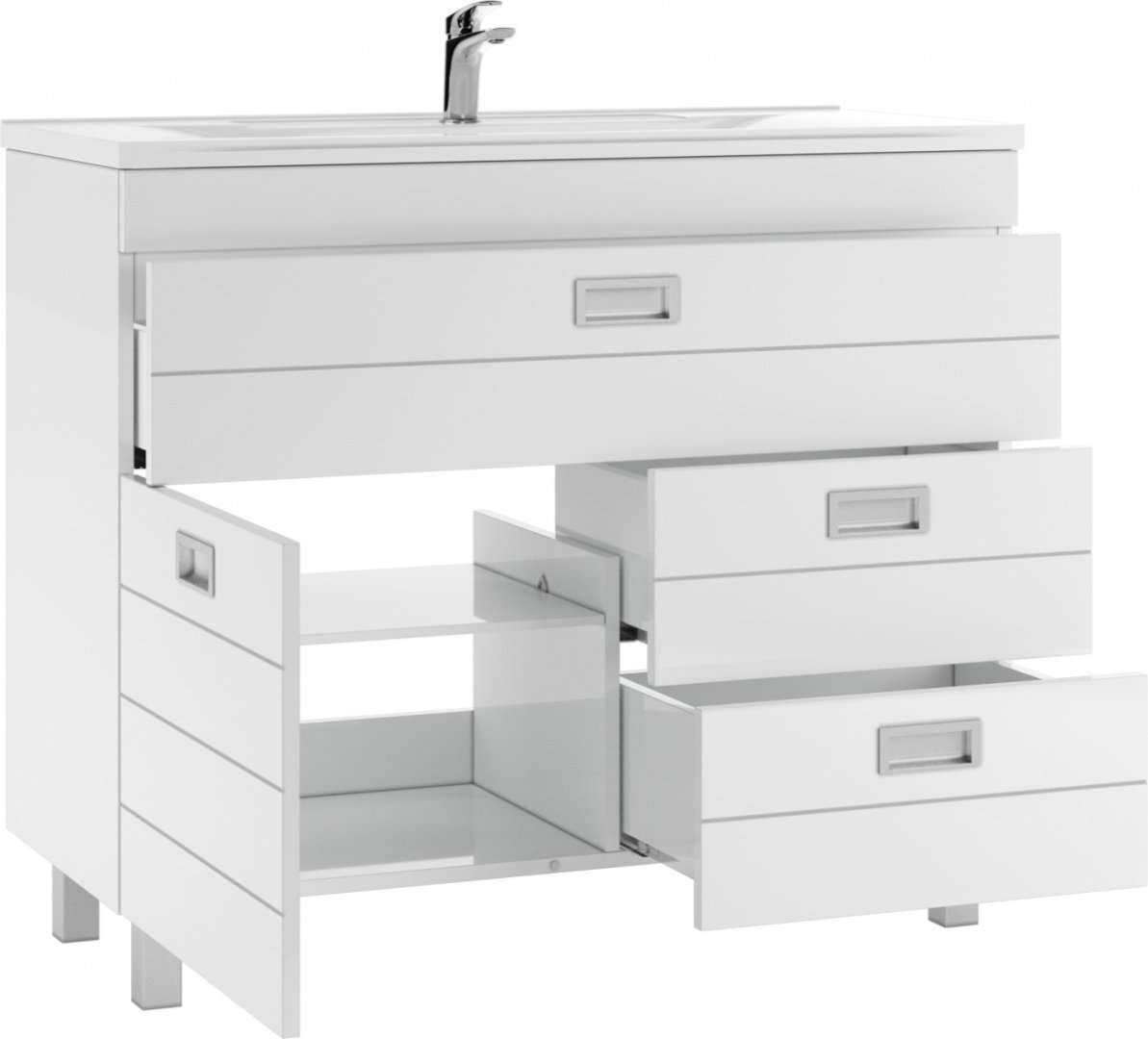 Тумба с раковиной KABINKA.KZ &#34;Elen 100&#34; Cube, 97.8x82x43.4 см, белый