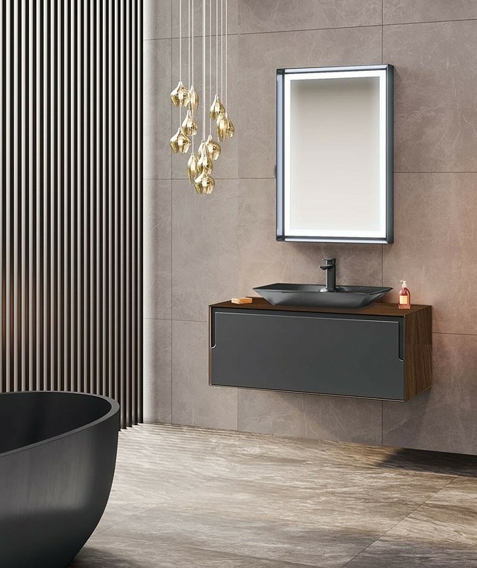 Тумба с раковиной Craft 100 5001125, 100x40x50 см, коричневый, графит