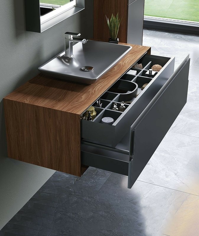 Тумба с раковиной Craft 100 5001125, 100x40x50 см, коричневый, графит