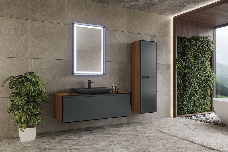 Тумба с раковиной Craft 100 5001125, 100x40x50 см, коричневый, графит