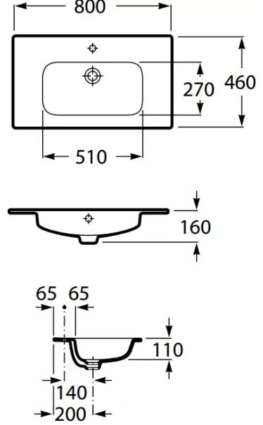 Тумба с раковиной KABINKA.KZ Domi 136722738, 80x86.5x46.1 см, белый