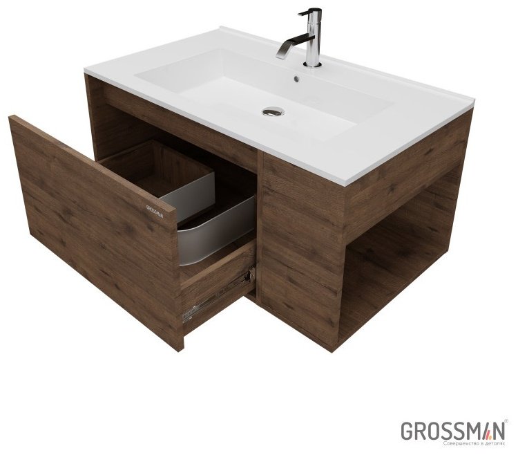 Тумба с раковиной Grossman ТЕНЗА 85, 85x40х47 см, темно-коричневый