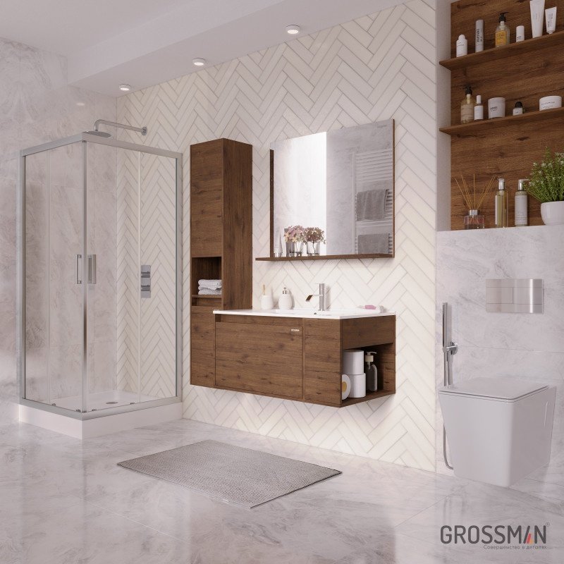 Тумба с раковиной Grossman ТЕНЗА 85, 85x40х47 см, темно-коричневый