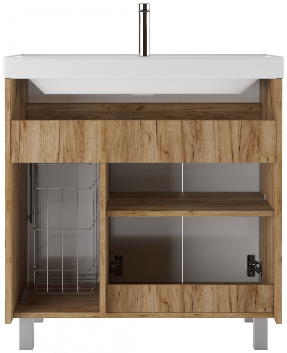Тумба с раковиной KABINKA.KZ Байтерек, 79x79.9x44.5 см, белый, коричневый купить,NaN