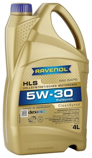 Моторное масло Синтетическое RAVENOL HLS 5W-30 4 л купить,NaN