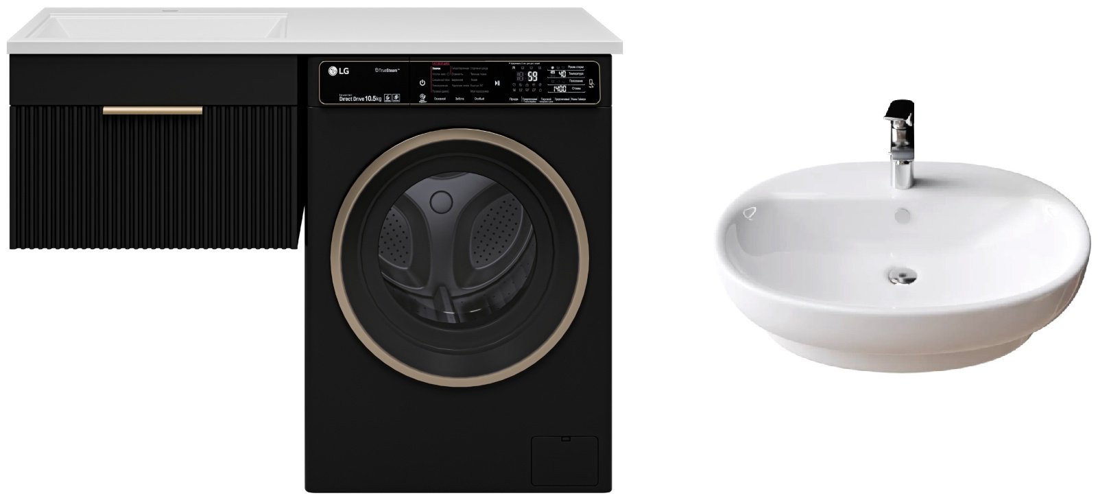 Тумба с раковиной Brevita ENFIDA, 56x38.2x47 см, черный