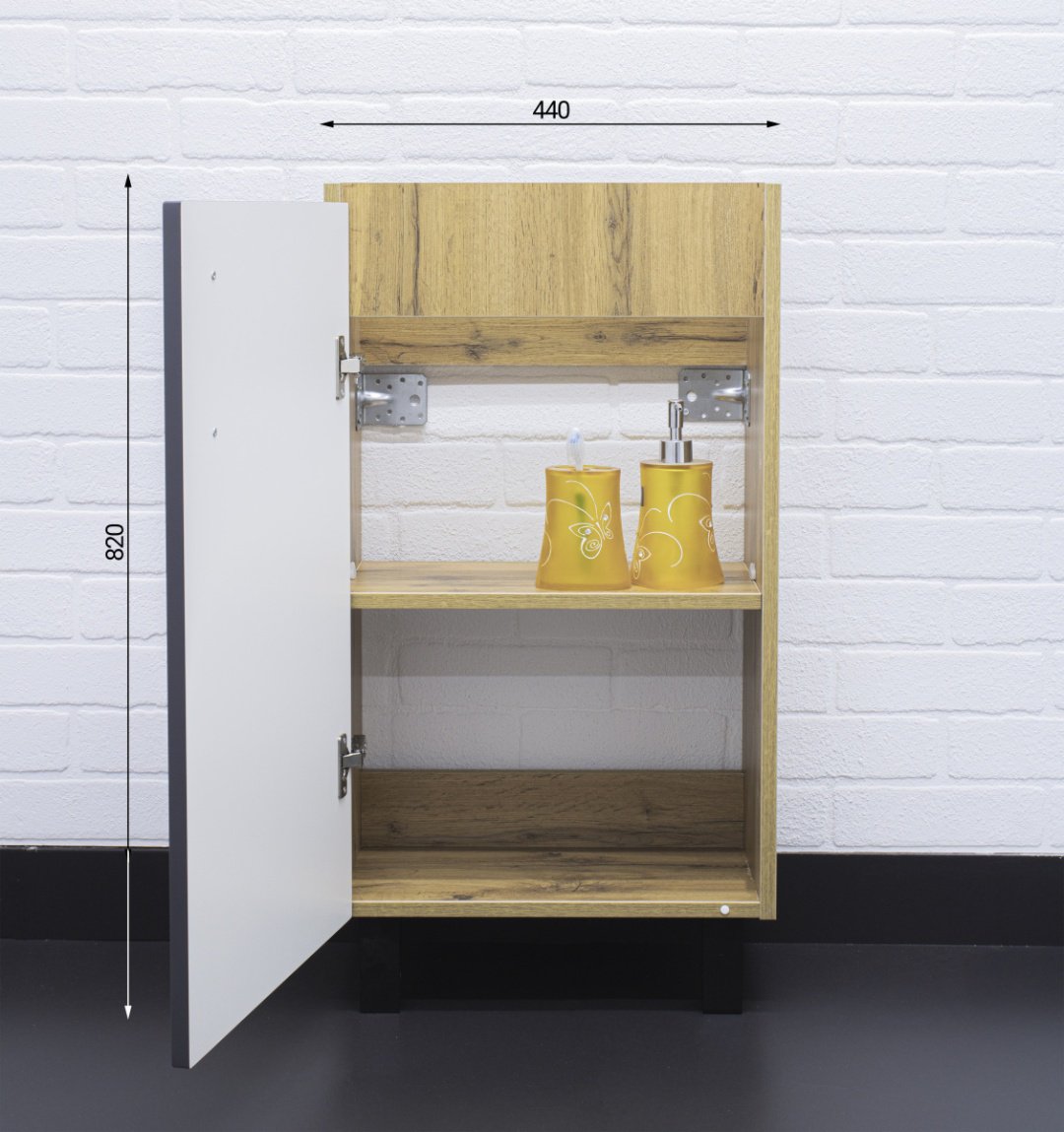 Тумба с раковиной KABINKA.KZ Байтерек, 44x82x25.6 см, коричневый, графит