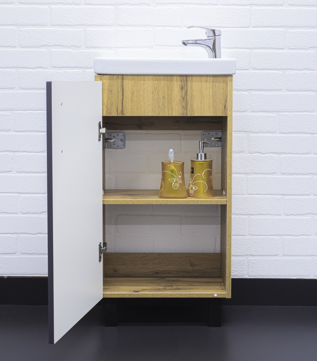 Тумба с раковиной KABINKA.KZ Байтерек, 44x82x25.6 см, коричневый, графит