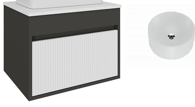 Тумба с раковиной KABINKA.KZ Эвелин, 60x60x45 см, белый, графит