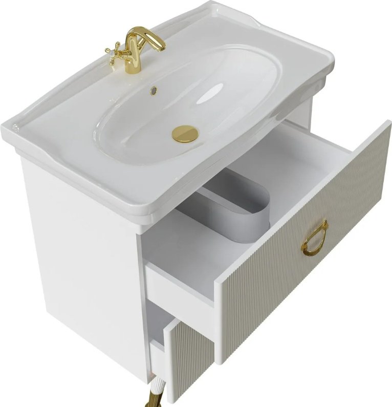 Тумба с раковиной KABINKA.KZ АТРИО-85, 79x86x45 см, белый