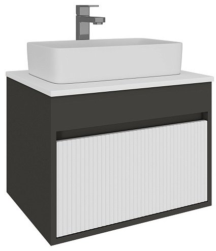Тумба с раковиной KABINKA.KZ Эвелин, 60x60x45 см, белый, графит