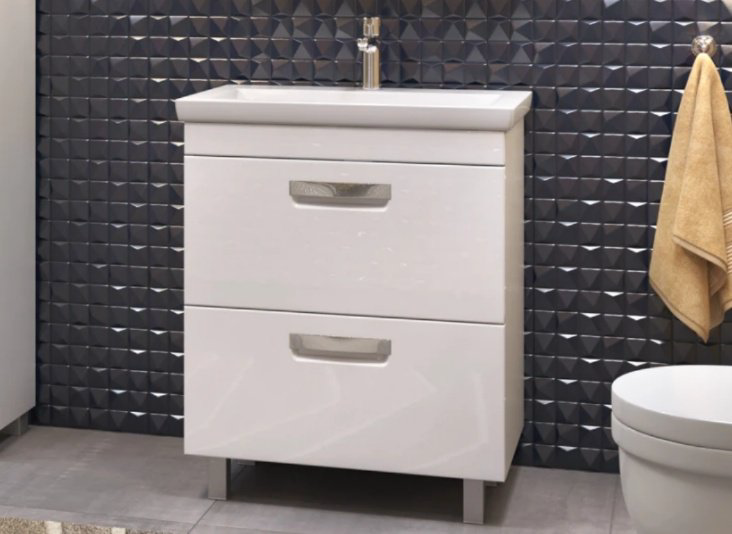Тумба с раковиной Kabinka.kz Plaza 600 60.5x83x40.5см белый купить,NaN