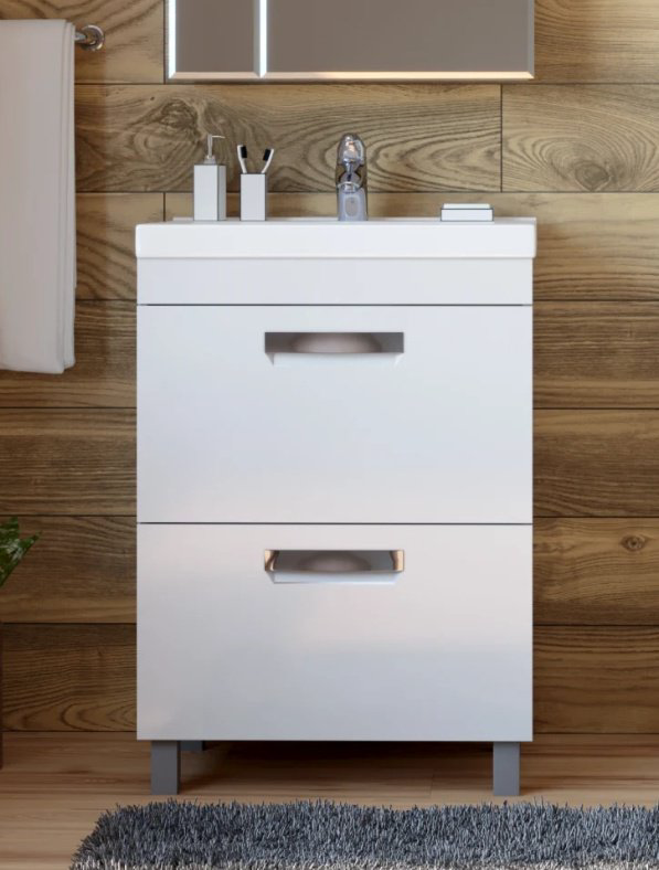 Тумба с раковиной Kabinka.kz Plaza 600 60.5x83x40.5см белый купить,NaN