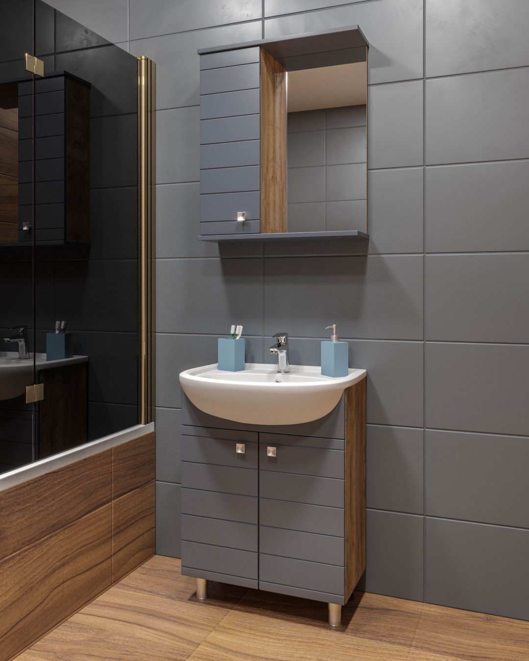 Тумба с раковиной AVK Лира 60x70x45см серо-коричневый купить,NaN