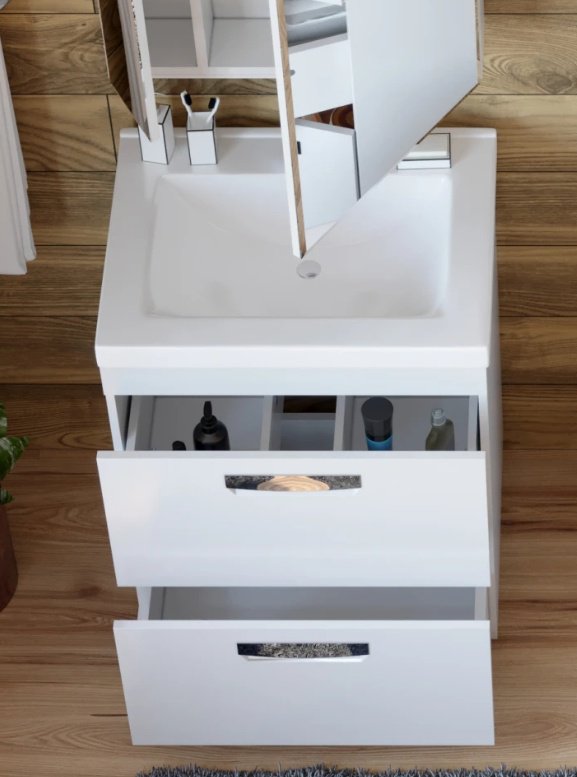 Тумба с раковиной KABINKA.KZ Plaza 600, 60.5x83x40.5 см, белый