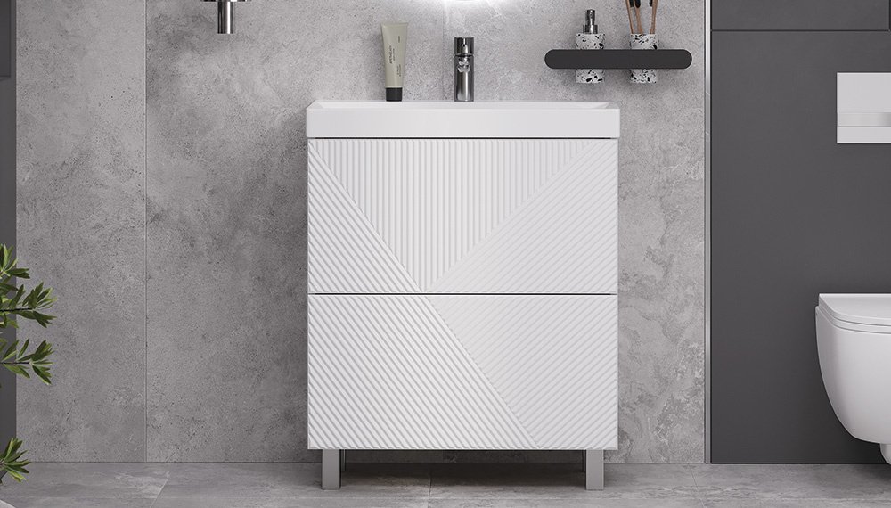 Тумба с раковиной KABINKA.KZ Edge K0000232140, 60x85x39.5 см, белый