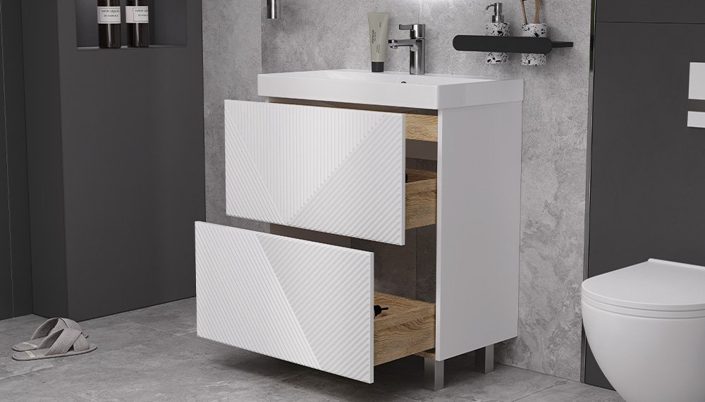 Тумба с раковиной Kabinka.kz Edge K0000232140 60x85x39.5см белый купить,NaN