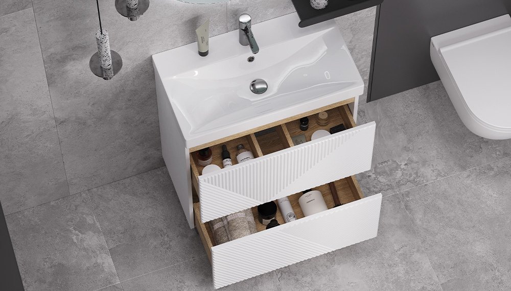 Тумба с раковиной KABINKA.KZ Edge K0000232140, 60x85x39.5 см, белый