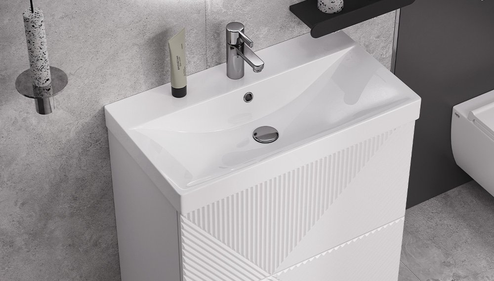 Тумба с раковиной KABINKA.KZ Edge K0000232140, 60x85x39.5 см, белый