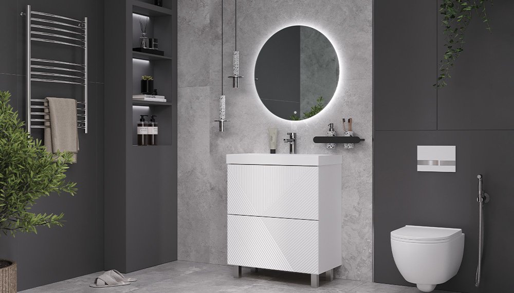 Тумба с раковиной KABINKA.KZ Edge K0000232140, 60x85x39.5 см, белый