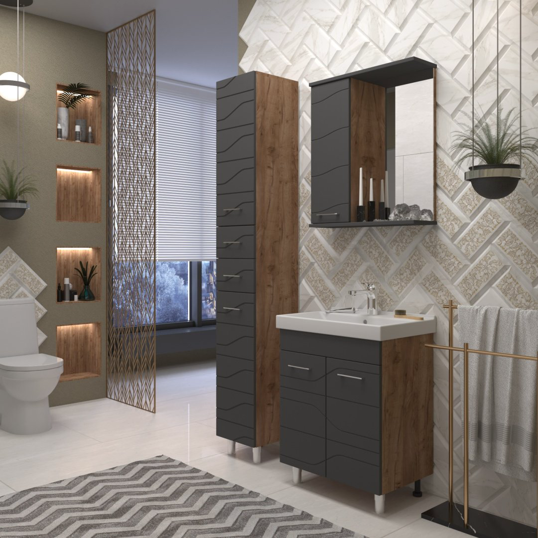 Тумба с раковиной AVK ТР 2 двери Мира 50x80x40см серо-коричневый купить,NaN