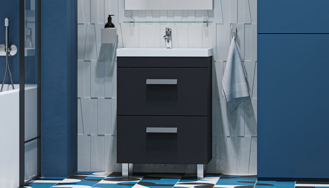 Тумба с раковиной Kabinka.kz Orlando 600 60x85.5x45см графит купить,NaN