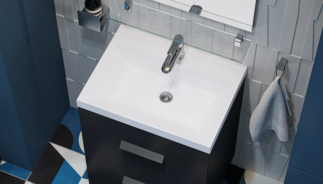 Тумба с раковиной Kabinka.kz Orlando 600 60x85.5x45см графит купить,NaN