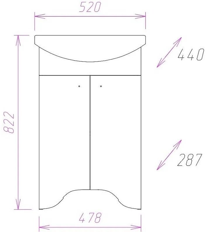 Тумба с раковиной Onika Омега, 50x82x47 см, белый