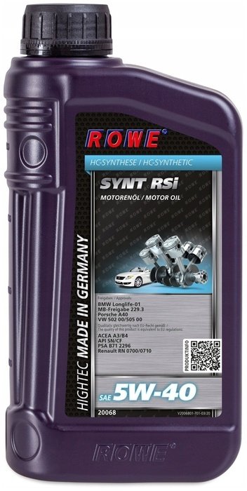 Моторное масло Синтетическое ROWE Synt RSi 5W-40 1 л купить,NaN