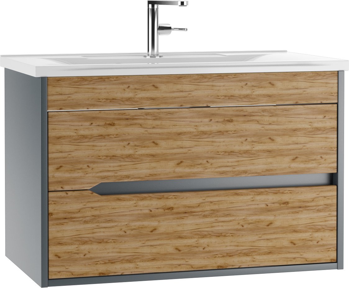 Тумба с раковиной KABINKA.KZ &#34;Karat&#34; 80 , 77.6x52x43.6 см, серый, коричневый