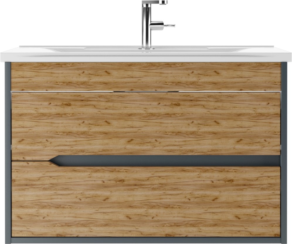 Тумба с раковиной KABINKA.KZ &#34;Karat&#34; 80 , 77.6x52x43.6 см, серый, коричневый