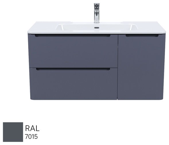 Тумба с раковиной IDDIS Edifice EDI10D0i95K / 0101000i28 , 100x50x46.2 см, темно-серый