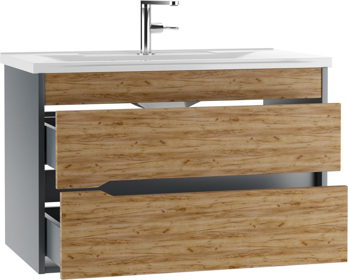 Тумба с раковиной KABINKA.KZ &#34;Karat&#34; 80 , 77.6x52x43.6 см, серый, коричневый