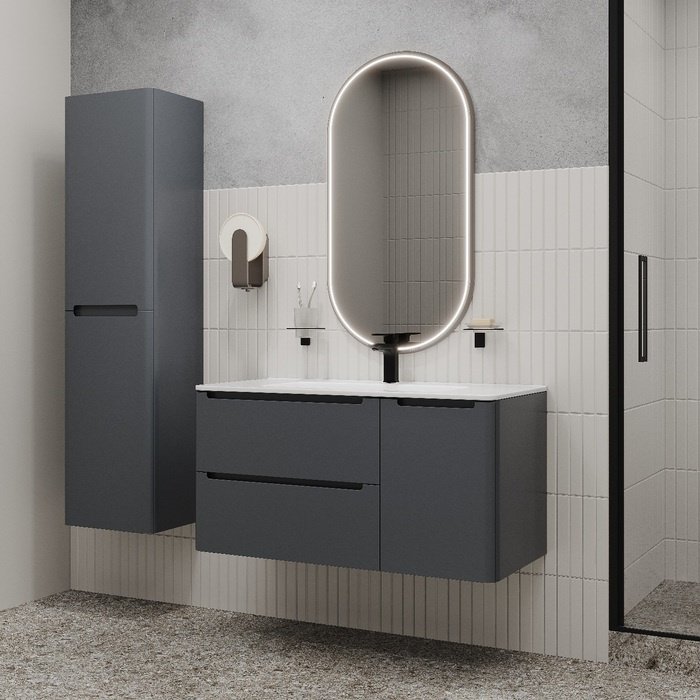 Тумба с раковиной IDDIS Edifice EDI10D0i95K / 0101000i28 , 100x50x46.2 см, темно-серый купить,NaN
