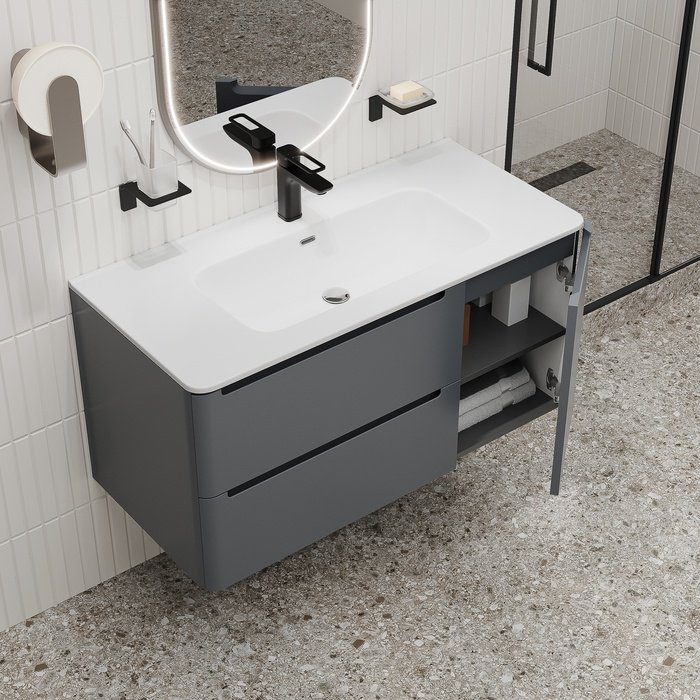 Тумба с раковиной IDDIS Edifice EDI10D0i95K / 0101000i28 , 100x50x46.2 см, темно-серый купить,NaN