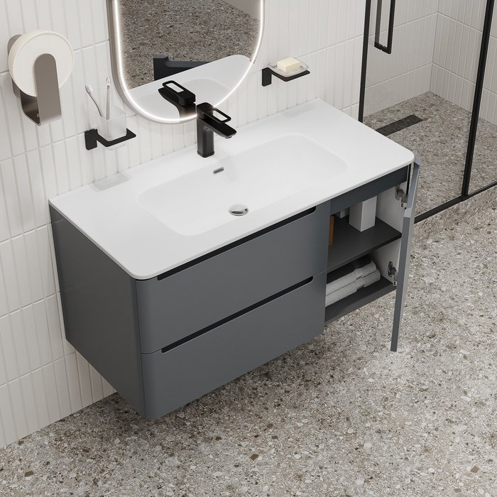 Тумба с раковиной IDDIS Edifice EDI10D0i95K / 0101000i28 , 100x50x46.2 см, темно-серый купить,NaN