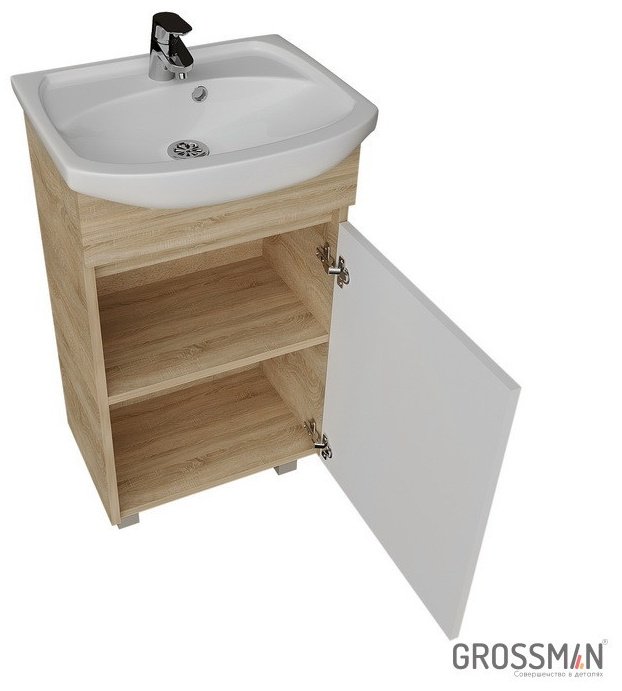 Тумба с раковиной Grossman ПОЛО 50, 48x70x30 см, коричневый, белый