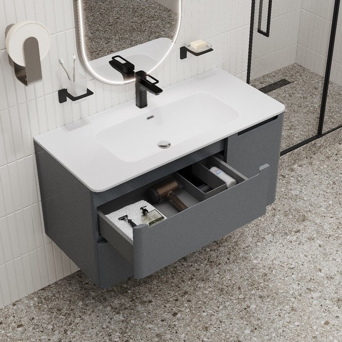 Тумба с раковиной IDDIS Edifice EDI10D0i95K / 0101000i28 , 100x50x46.2 см, темно-серый купить,NaN