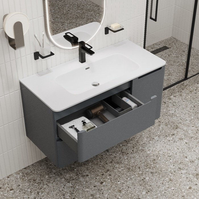 Тумба с раковиной IDDIS Edifice EDI10D0i95K / 0101000i28 , 100x50x46.2 см, темно-серый купить,NaN
