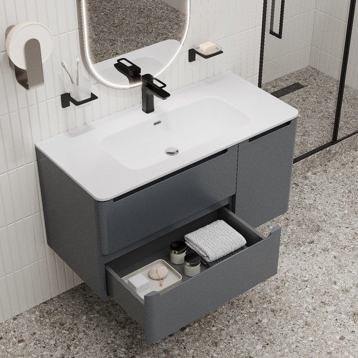 Тумба с раковиной IDDIS Edifice EDI10D0i95K / 0101000i28 , 100x50x46.2 см, темно-серый купить,NaN