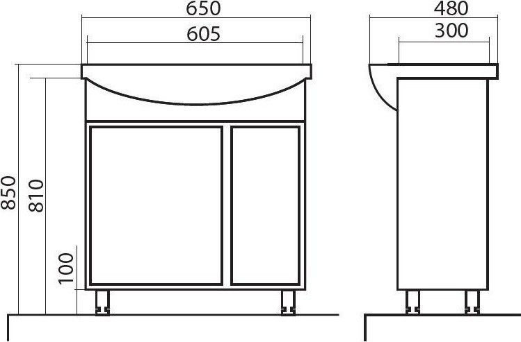 Тумба с раковиной AQUARODOS TERRA 65, 65x85x45см, белый купить,NaN