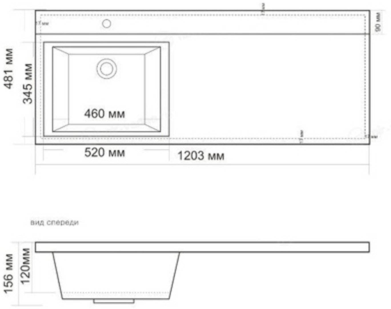 Тумба с раковиной KABINKA.KZ Норма 120 DA1627T, 120x87.9x48 см, белый купить,NaN