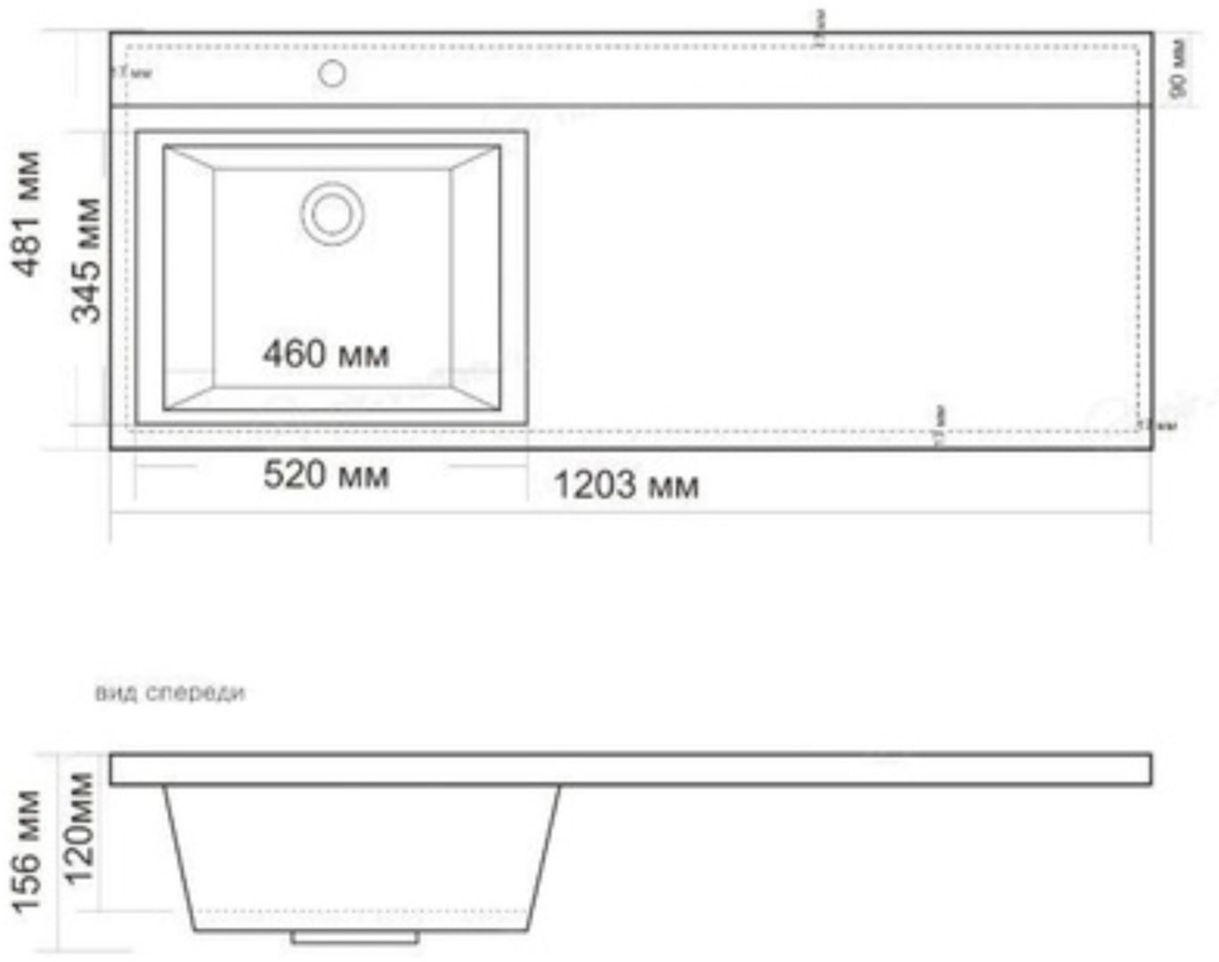 Тумба с раковиной KABINKA.KZ Норма 120 DA1627T, 120x87.9x48 см, белый купить,NaN