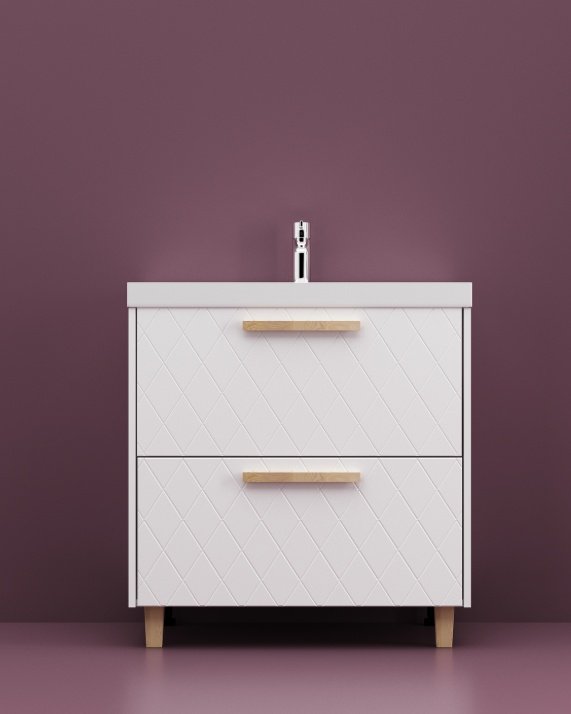 Тумба с раковиной KABINKA.KZ Кристалл 600, 60x80x40 см, белый