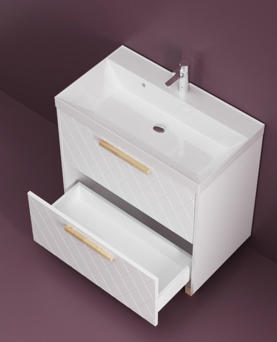 Тумба с раковиной KABINKA.KZ Кристалл 600, 60x80x40 см, белый
