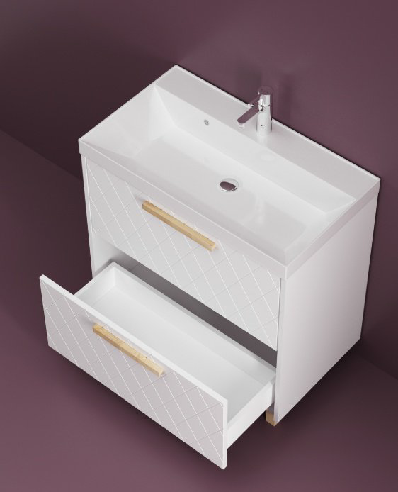 Тумба с раковиной KABINKA.KZ Кристалл 600, 60x80x40 см, белый купить,NaN