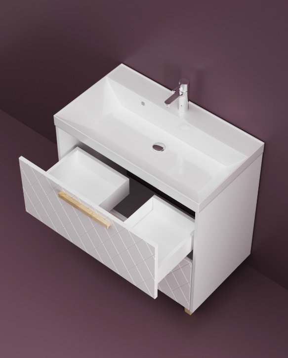 Тумба с раковиной KABINKA.KZ Кристалл 600, 60x80x40 см, белый