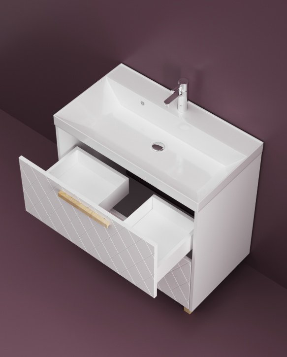 Тумба с раковиной KABINKA.KZ Кристалл 600, 60x80x40 см, белый купить,NaN
